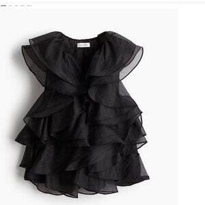 H&M Black Ruffled Top